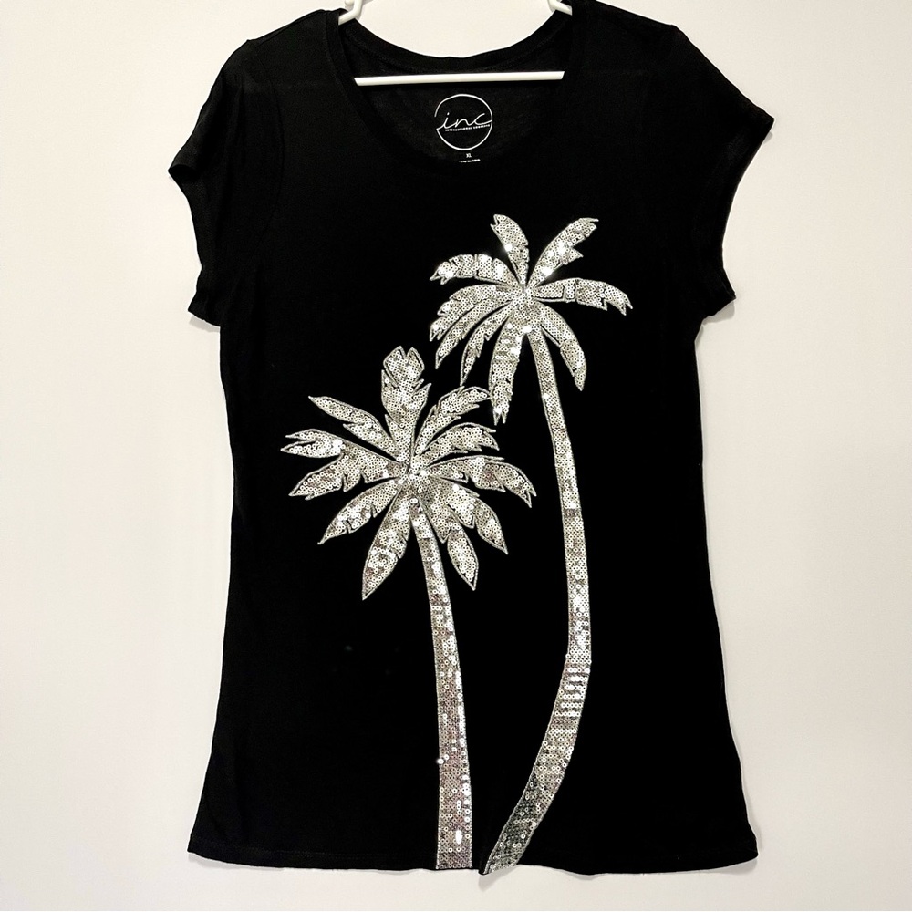 Black and Silver Palm Tree Women's Top